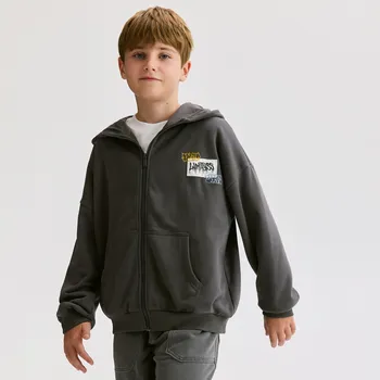 Chlapecká mikina Reserved - Bavlněná mikina s&nbsp;kapucí - tmavě šedá - 913FJ-90X - 913FJ-90X-116