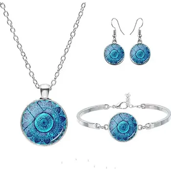 Souprava šperků Fashion Jewelry Souprava náhrdelník, náušnice a náramek Blue Mandala