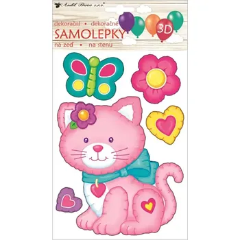 Samolepící dekorace Anděl Samolepky na zeď 3D Kočička balónková 15 x 26 cm