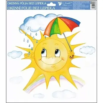 Okenní dekorace Okenní fólie ručně malované sluníčko a deštník 30 x 33,5 cm