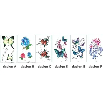 Odstranitelné tetování Rocolo Design Tetovací obtisky motýli a květiny 6 x 9,5 cm OP224