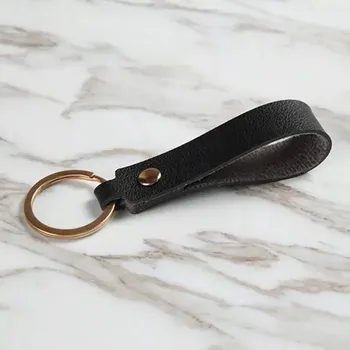 Leena Design Kožená klíčenka černá