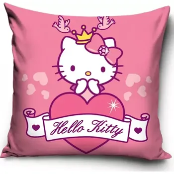 Povlak na dekorativní polštářek Carbotex Povlak na polštářek Hello Kitty s korunkou 40x40cm