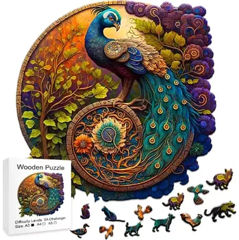 Puzzle Puzzle World Speciální dřevěné puzzle A3 Páv