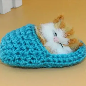 plyšák Interaktivní kočička v pantofli mňoukající modrá