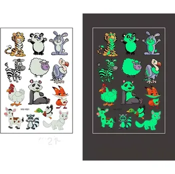 Odstranitelné tetování Glow Tattoo tetovací obtisky svítící ve tmě zvířata