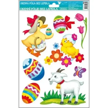 Okenní dekorace Okenní fólie velikonoční s kůzletem 27x20 cm