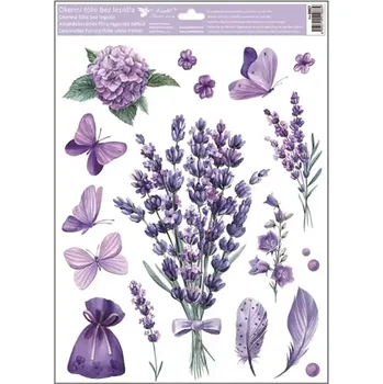 Okenní dekorace Anděl Okenní fólie s glitry Levandule s pytlíkem 30 x 42 cm