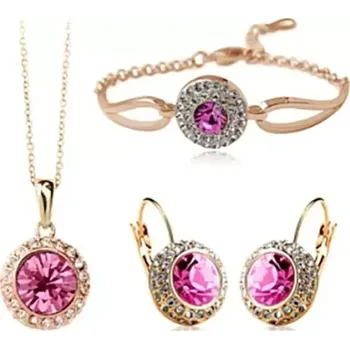 Souprava šperků Fashion Jewelry Souprava náhrdelník, náušnice a náramek Pink Lady