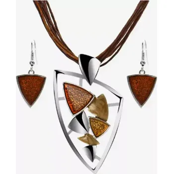 Souprava šperků Fashion Jewelry Souprava šperků smalt hnědá náušnice a náhrdelník