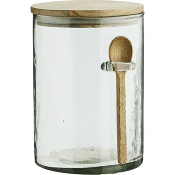 Dóza na potraviny MADAM STOLTZ Skleněná dóza se lžičkou Mango Wood 20 cm