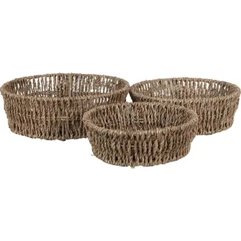Kulatý proutěný košík / dekorační miska (set 3 ks)