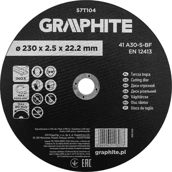 Řezný kotouč Graphite Řezný kotouč, korund na kov/INOX 230 x 2,5 x 22,2 mm, 41 A30-S-BF