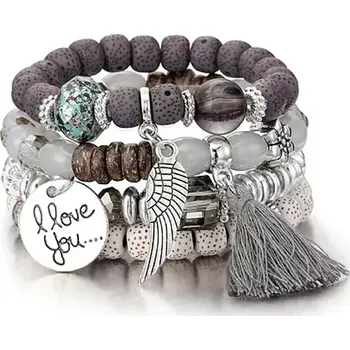 Náramek Dámský náramek I love you 4 v 1 šedý mix