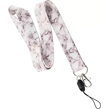 Šňůrka na krk s karabinkou Mramor hnědý