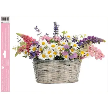 Okenní dekorace Anděl Velká okenní dekorační fólie Luční kvítí s kopretinami 42x30cm