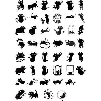 samolepka Memo-cards Tvarované samolepky kočičky černé 45 ks