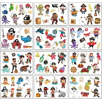 Tetování Roccoo Tattoo Dětské tetování barevné piráti 11,5 x 8 cm 12 motivů