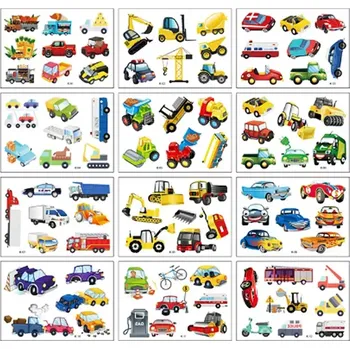 Odstranitelné tetování Roccoo Tattoo Dětské tetování barevné dopravní prostředky 11,5 x 8 cm