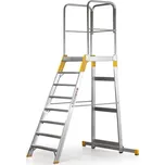 Hliníkový můstek, žebřík s plošinou, jednostranný ALVE FORTE, 8 příček, výška 1,68 m 112226763