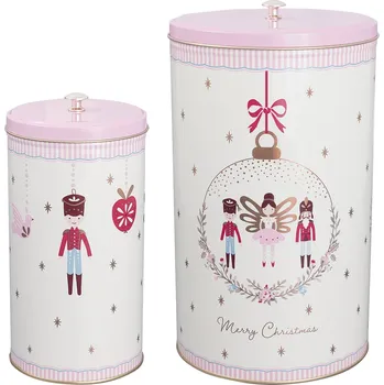 Dóza na potraviny GREEN GATE Plechová dóza Cindarella White – set 2 ks