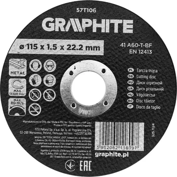 Řezný kotouč Řezný kotouč GRAPHITE na kov 115 × 1,5 mm, plochý (41 A60-T-BF)