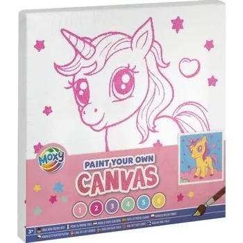 Diamantové malování Malování na plátno, vodové barvy - jednorožec, 19,5 x 19,5 cm