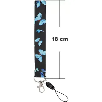 Fally Šňůrka na klíče, mobil 18 cm Motýli modrá