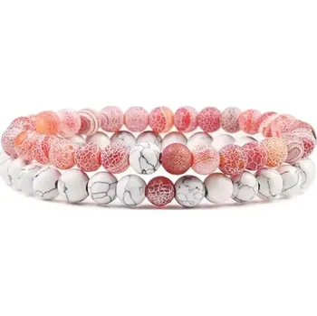 Náramek MiTe Náramky pro páry howlit a oranžový achát