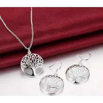 Souprava šperků Fashion Je Postříbřený set Strom života náhrdelník a náušnice OJ1423
