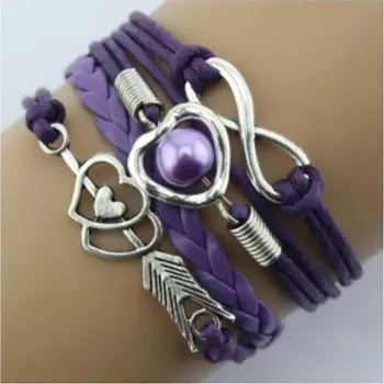 Náramek Fally Náramek Double Hearts Violet