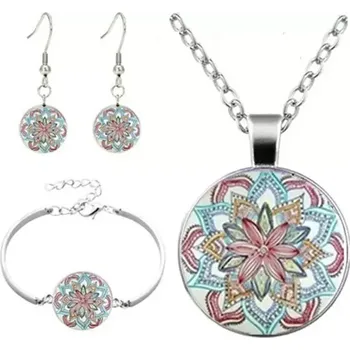 Souprava šperků Fashion Jewelry Souprava náhrdelník, náušnice a náramek Flower Mandala