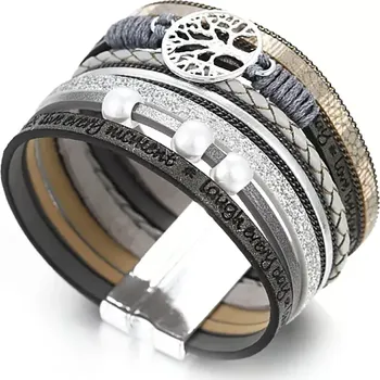 Souprava šperků Fashion Jewelry Dámský náramek vícevrstvý Strom života šedý