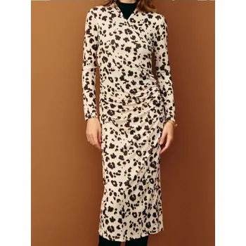 Dámské šaty Sinsay - Šaty s leopardím vzorem a nařasením - vícebarevná - 952IP-MLC - 952IP-MLC-XXL