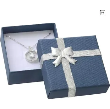 Dárková krabička Boxiecraft Krabička na šperky se stříbrnou mašlí tmavě modrá ETS4