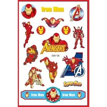 Odstranitelné tetování Tetování Avengers Iron Man tetovací obtisky 14,9 x 9,5 cm OP945