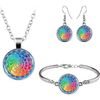 Souprava šperků Fashion Jewelry Souprava náhrdelník, náušnice a náramek Neon Mandala
