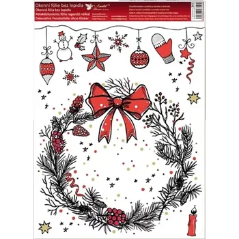 Okenní dekorace Anděl Okenní fólie moderní Vánoce Věnec 30 x 42 cm