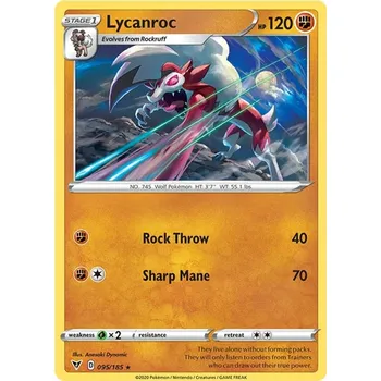 Sběratelská karetní hra Lycanroc 095/185 - Vivid Voltage Typ karty: Non-Holo