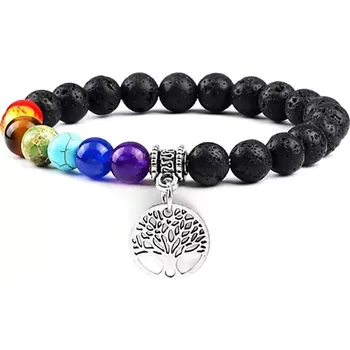 Náramek MiTe Náramek čakry a strom života stříbrný láva