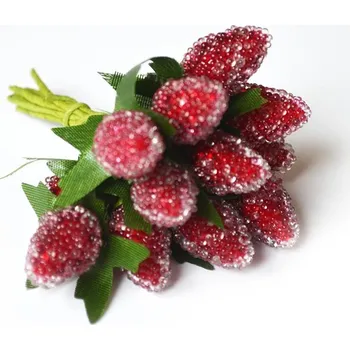 umělá květina Maliny ojíněné, svazek 12 ks, 9 cm