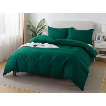 Povlečení XPOSE® Mikrosaténové povlečení KLARISA - tmavě zelené 140x200 cm, 70x90 cm, Mikrosatén + Prodloužená možnost vrácení zboží do 50 dnů