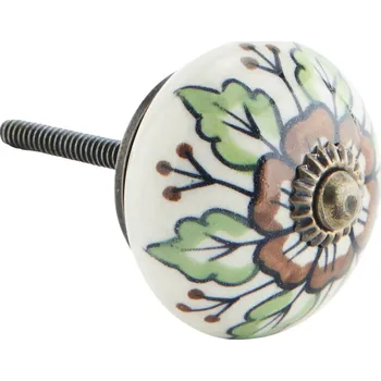 MADAM STOLTZ Porcelánová úchytka Green/Brown