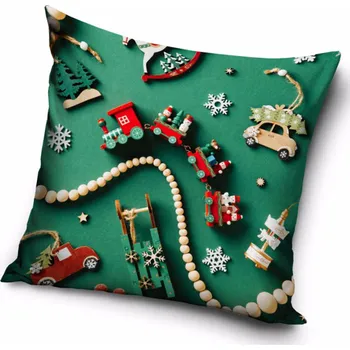 Polštář Vánoční povlak na polštářek Dřevěný Vláček