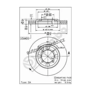 Brzdový kotouč Brzdový kotouč BREMBO 09.5537.10 - MITSUBISHI