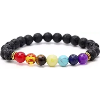 Náramek MiTe Náramek lávové kameny Energy of 7 Chakras OJ1025