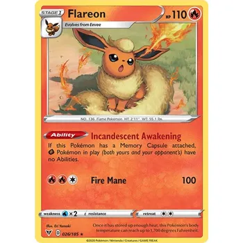 Sběratelská karetní hra Flareon 026/185 - Vivid Voltage Typ karty: Non-Holo