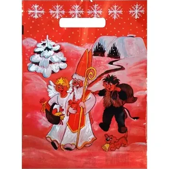 Vánoční dekorace Taška igelitová Čert, Mikuláš, Anděl 36x27cm