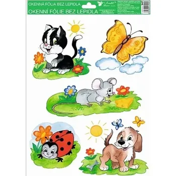 Okenní dekorace Okenní dekorační fólie malovaná zvířátka myška 33,5 x 26 cm