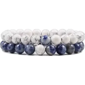 Náramek MiTe Dvojice minerálních náramků modrá & bílá